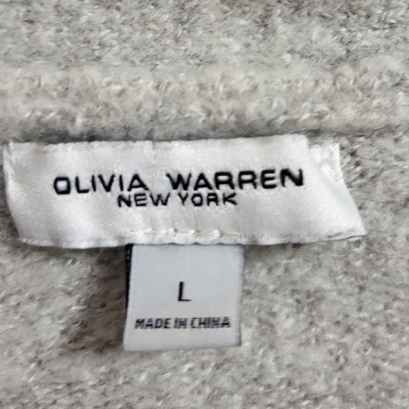 Olivia Warren NY-Striped, Gray, Open Front Cardigan,Wool Blend Sweater - Size L - Picture 2 of 4